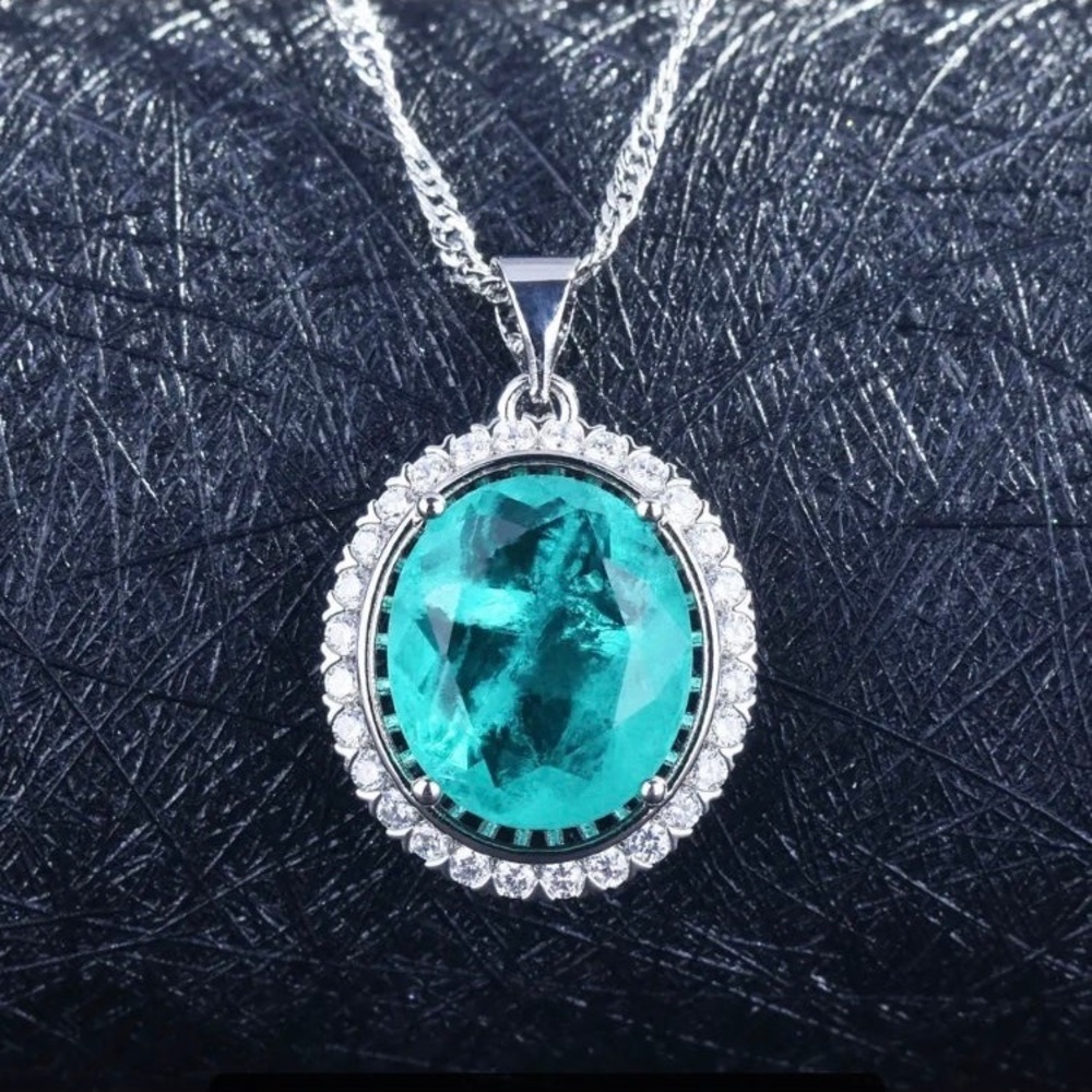 Gorgeous 2ct Pariaba tourmaline crystal pendant necklace